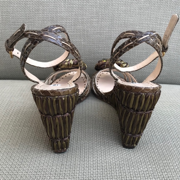 Prada Green Wedge Sandals - Picture 4 of 6